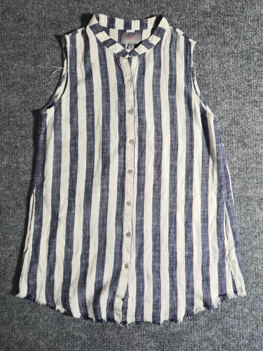 Forcynthia Beachwear Women’s Large Linen Blend Striped Sleeveless Tunic Top